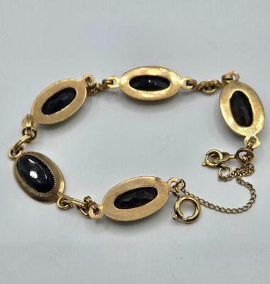 LOT 133: Smokey Topaz Link Bracelet with Safety Chain/ 7.5 inches/ 1/20 12k Gold Filled/ 12.2gtw