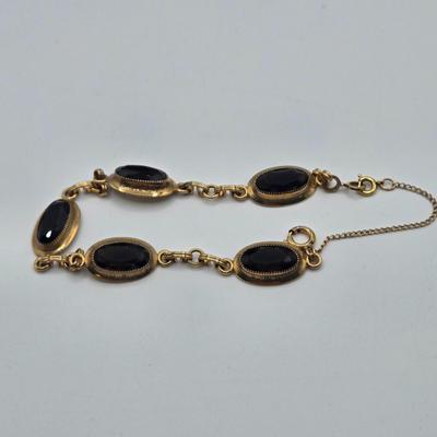 LOT 133: Smokey Topaz Link Bracelet with Safety Chain/ 7.5 inches/ 1/20 12k Gold Filled/ 12.2gtw