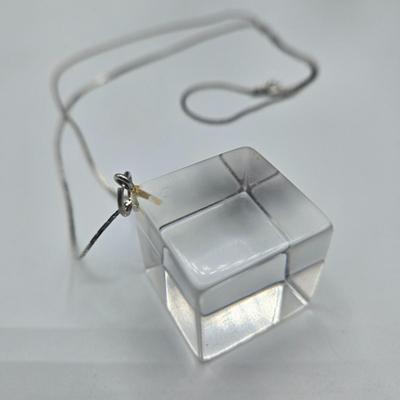 LOT 142: Multiple Pieces of Silver-tone Jewelry Including Rose Quartz Necklace, Lucite Block Necklace, Fun Turtle Necklace, and More