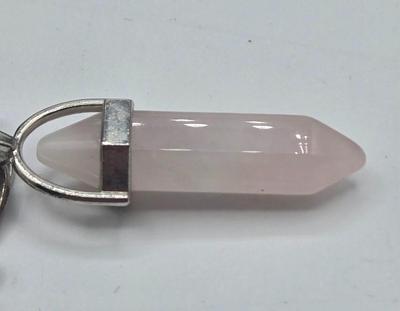 LOT 142: Multiple Pieces of Silver-tone Jewelry Including Rose Quartz Necklace, Lucite Block Necklace, Fun Turtle Necklace, and More