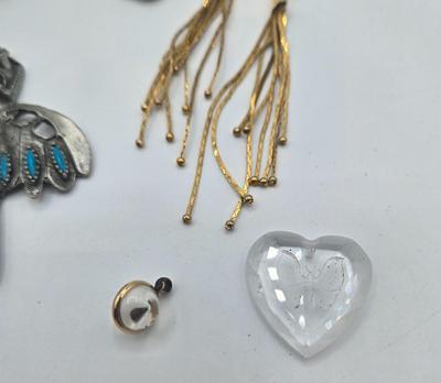 LOT 146: Numerous Gold-tone Chains, Variety of Charms & Pendants, and Three Pairs of Pierced Earrings