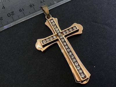 Large Vintage Rhinestone Cross Pendant