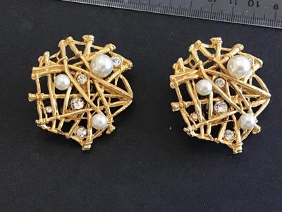 Large Vintage Clip on Earrings