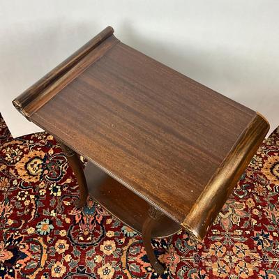 Sale Photo Thumbnail #1588: Made of mahogany, has inlay top
Measures: 24" wide x 16" deep x 27.5" high