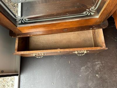 WOODEN GUN CABINET WITH BOTTOM DRAWER