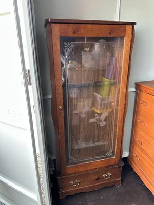 WOODEN GUN CABINET WITH BOTTOM DRAWER