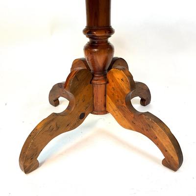 Sale Photo Thumbnail #1608: This table has some scuffs and scratches on the top.
Measures 41.5 inches diameter by 28.25 inches high.