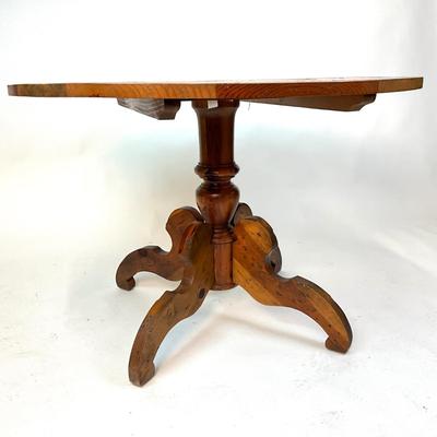Sale Photo Thumbnail #1606: This table has some scuffs and scratches on the top.
Measures 41.5 inches diameter by 28.25 inches high.