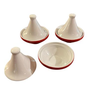 Sale Photo Thumbnail #1107: Pier 1 Imports 3 Mini Ceramic Appetizer/Sauce Tagines in Moroccan style, no chips, cracks. 4" tall