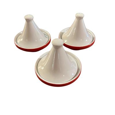 Sale Photo Thumbnail #1106: Pier 1 Imports 3 Mini Ceramic Appetizer/Sauce Tagines in Moroccan style, no chips, cracks. 4" tall