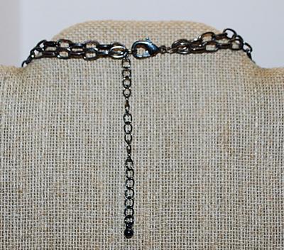 Multi-Strand Two-Tone Black & Silver Colored Dangle NECKLACE with Large Lobster Clasp 38" L