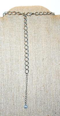 Marked "©bebe'' CHARMS NECKLACE with Elephant, Star, Hearts, Zebra, Bejeweled Black Ball & Oval and Lobster Clasp...