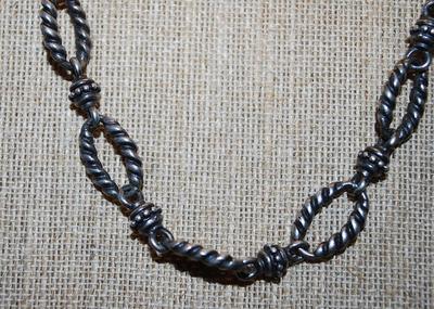 Twisted Gray Ovals Rings NECKLACE with Lobster Clasp 14" L