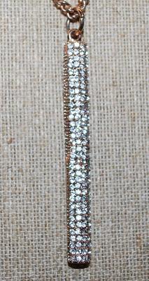 Beautiful "Diamond Jeweled" PILLAR NECKLACE with Rose Gold Chain and Lobster Clasp 42" L