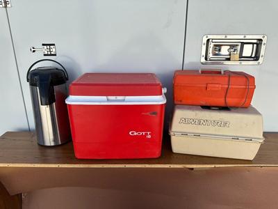 COOLER, TACKLE BOXES AND TACKLE