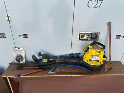 GASOLINE POWER BLOWER, ELECTRIC HEDGE TRIMMERS, LOPERS AND MORE