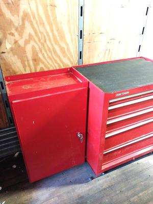 CRAFTSMAN FOUR DRAWER TOOL CART AND DETACHABLE SIDE STORAGE CABINET