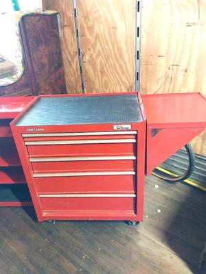 CRAFTSMAN FOUR DRAWER TOOL CART AND DETACHABLE SIDE STORAGE CABINET