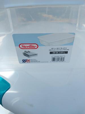 THREE CLEAR STORAGE TOTES AND THREE DRAWER ORGANIZER