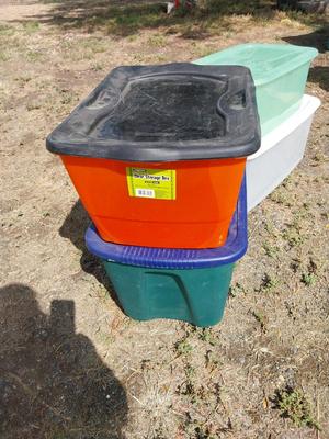 FOUR STORAGE TOTES