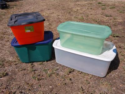 FOUR STORAGE TOTES