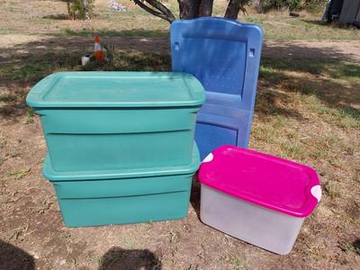 FOUR NICE STORAGE TOTES