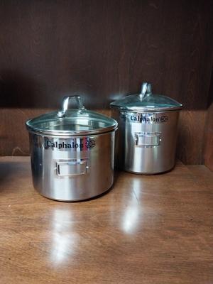 STAINLESS STEEL POTS WITH LIDS AND RACK