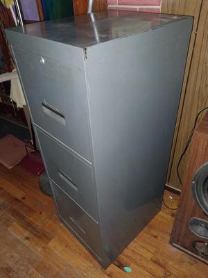 THREE DRAWER METAL FILE CABINET