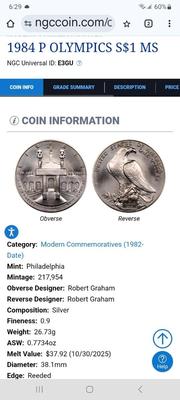 1984 P Olympics s$1 ms 69