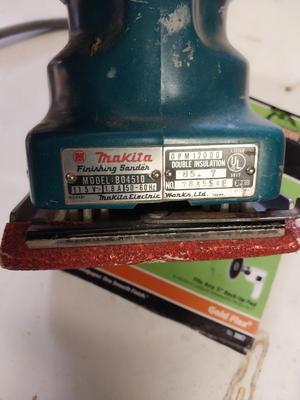 WELDER & SUPPLIES AND MAKITA DISK SANDER & SANDPAPER