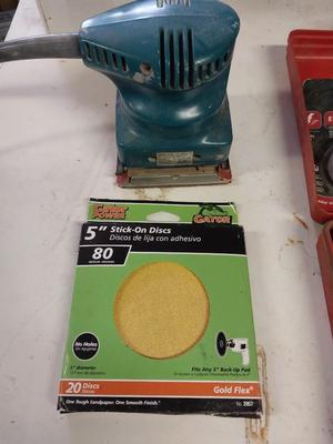 WELDER & SUPPLIES AND MAKITA DISK SANDER & SANDPAPER