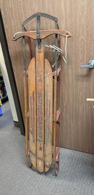 Sale Photo Thumbnail #340: Used condition, wood surfaces show wear but are in good condition. Framework and runners are in good condition.