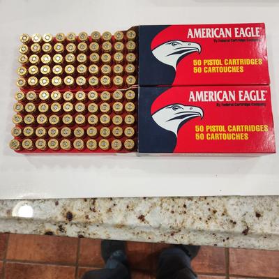 2 Boxes American Eagle 45 automatic 230g grain fmj Total 100 rds Ammo