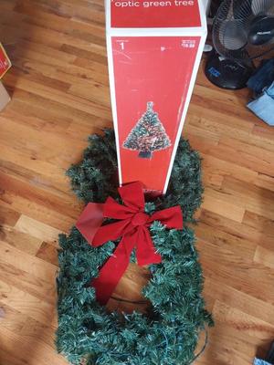32" FIBER OPTIC TREE-WREATHES-BRASS HANGER