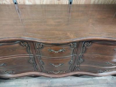 WOODEN NINE DRAWER DRESSER WITH MIRROR