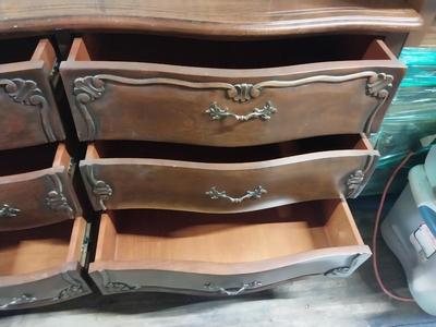 WOODEN NINE DRAWER DRESSER WITH MIRROR