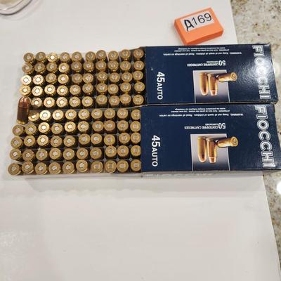 2 Boxes Fiocchi 45 Auto Ammo 100 Rounds total