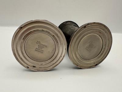 Pair Vintage Crown Sterling Weighted Salt & Pepper Shakers with Glass Liners
