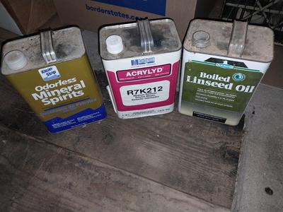 GALLON OF LINDSEED OIL-MINERAL SPIRITS-ACRYLYD