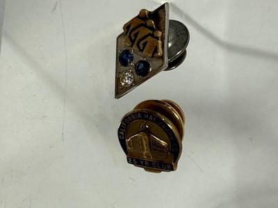 Service Anniversary Pins: California Hardware Company and Unknown Pin with Sapphires and Diamond