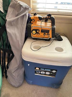 Garage - Weather Radio, Cooler, Outdoor Chairs