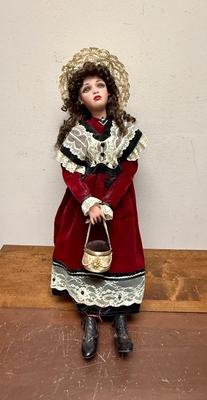 Vintage Porcelain Doll by Gustave E. Wolff with stand 28" tall