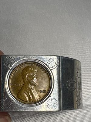 Sale Photo Thumbnail #67: Lucky horseshoe/shamrock & 1945 wheat penny bracelet, Mt Rushmore bracelet & 2 silver bracelets