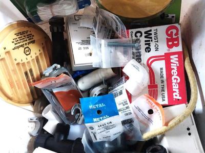 ROLL OUT ORGANIZER WITH VARIOUS SMALL HARDWARE