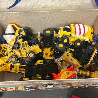 LOT 124: Bin of Construction Vehicle Toys - Tonka and More