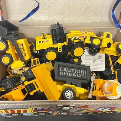 LOT 124: Bin of Construction Vehicle Toys - Tonka and More