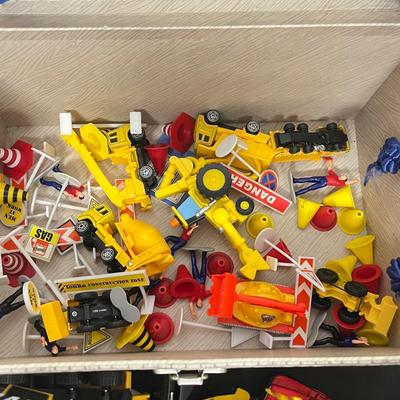 LOT 124: Bin of Construction Vehicle Toys - Tonka and More