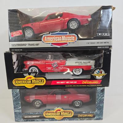 LOT 165: American Muscle 1970 Challenger R/T, 1955 Chevy Indy Pace Car, and 1973 Firebird Trans Am