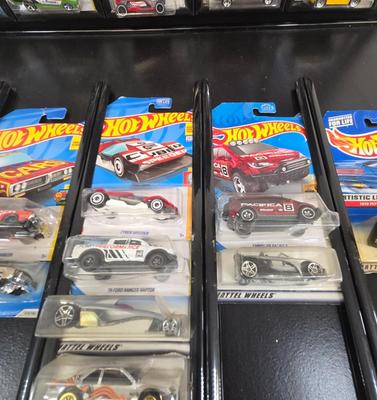 LOT 175: Wall Racks for Packaged HotWheel Sized Cars and Multiple HotWheels