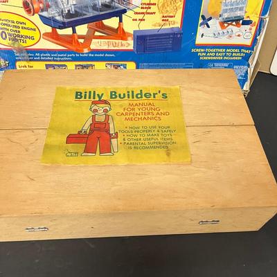 LOT 184: Billy Builder's Tool Box and Popular Mechanics Motor-Works Toy Sets